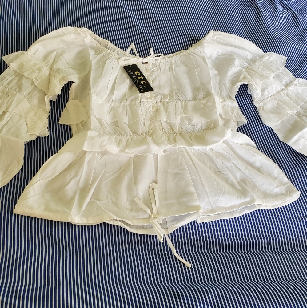 BRAND NEW cotton ruffle white dress top